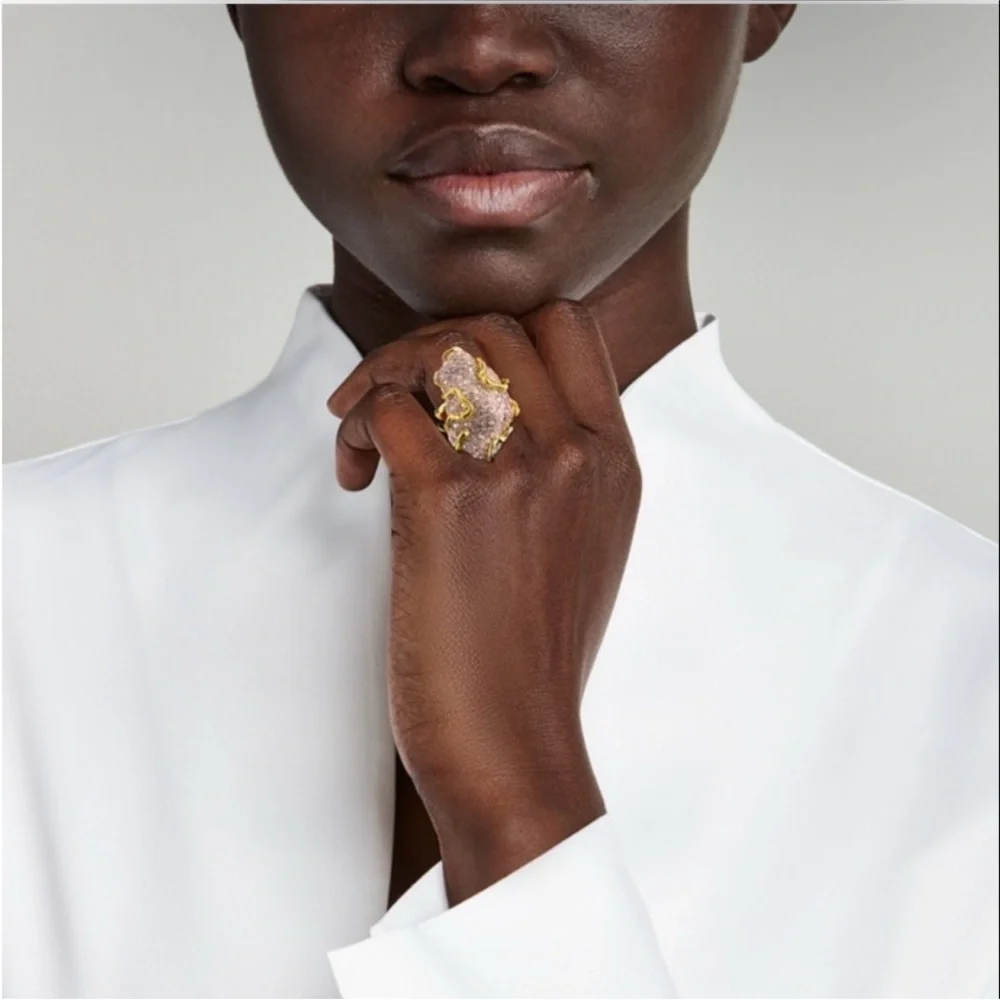 ALEXIS BITTAR • SOLANALES LARGE CRYSTAL PAVE GEODE RING sz 7.5